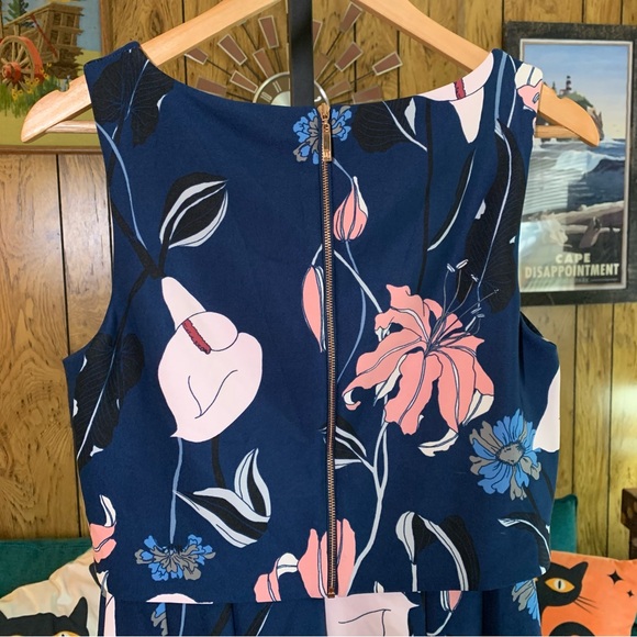 Ivanka Trump Navy & Pink Floral Retro Dress - Picture 7 of 16